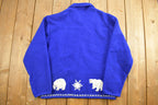 Vintage 1990s Blue Polar Bear Fleece Sweater
