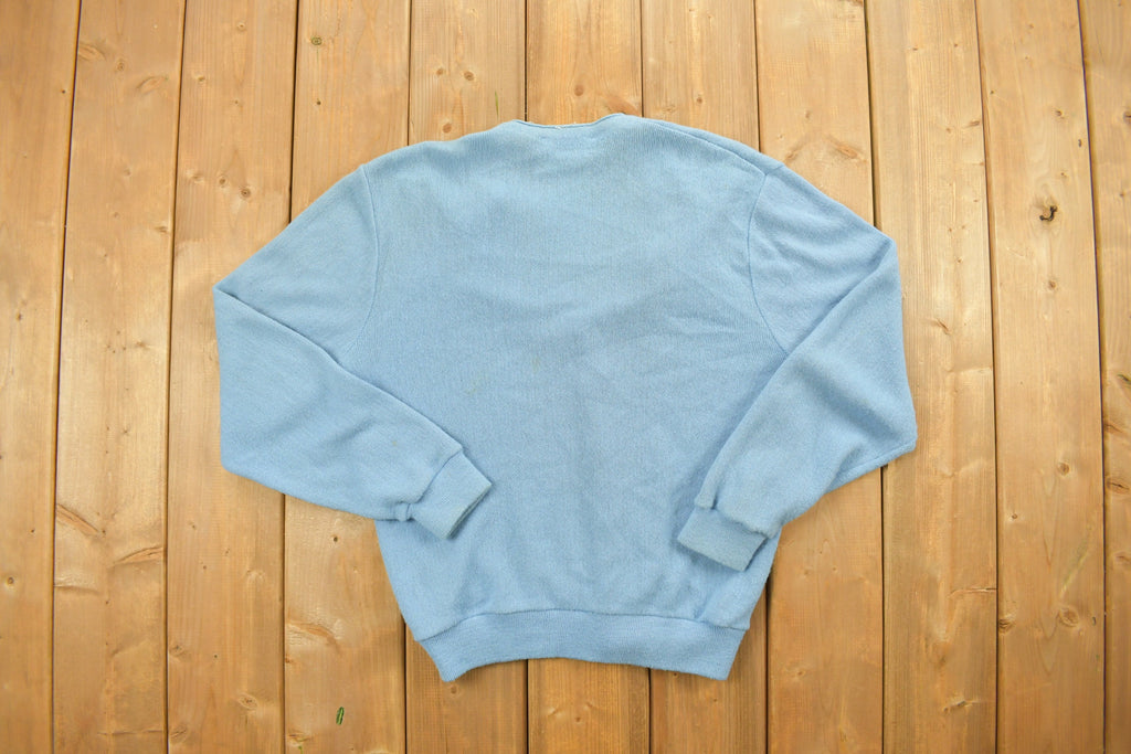 Vintage 1990s Grand Slam Knitted Blue Cardigan Sweater