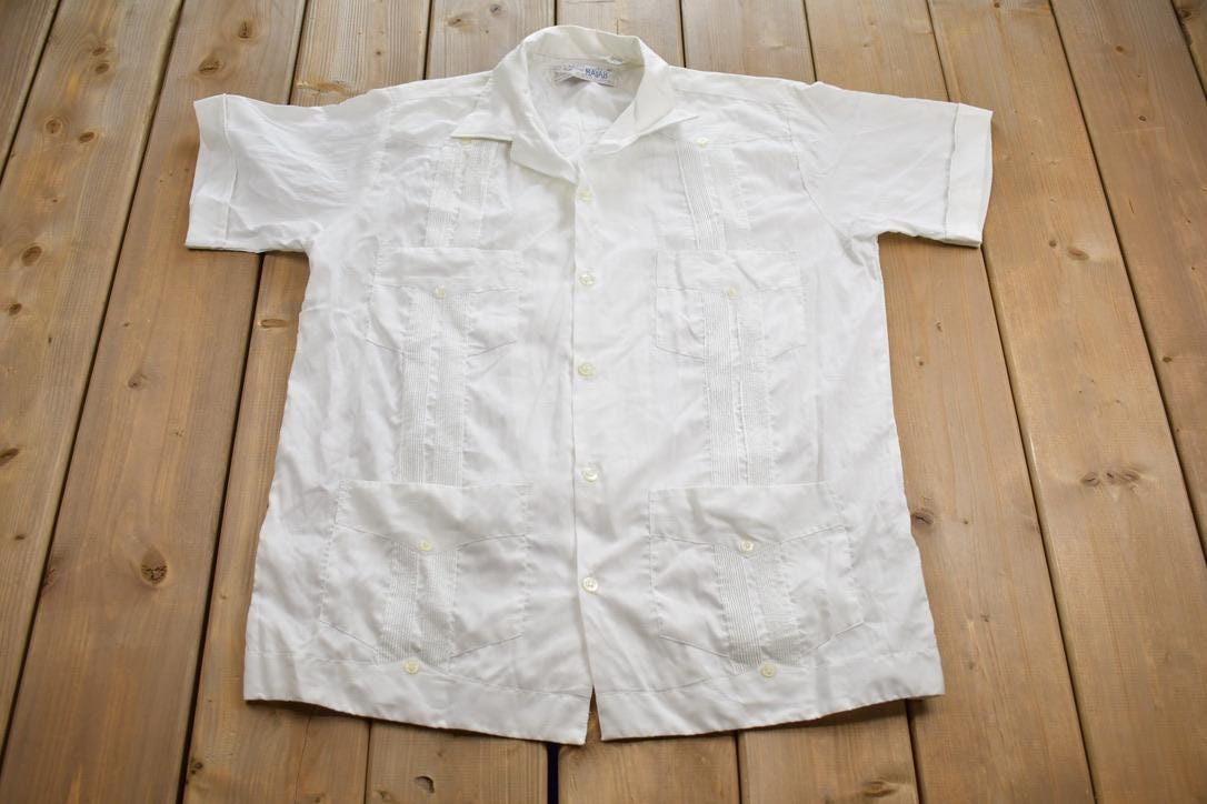 Vintage 1980s Aires Del Mayab Formal Short Sleeved Button Up Shirt