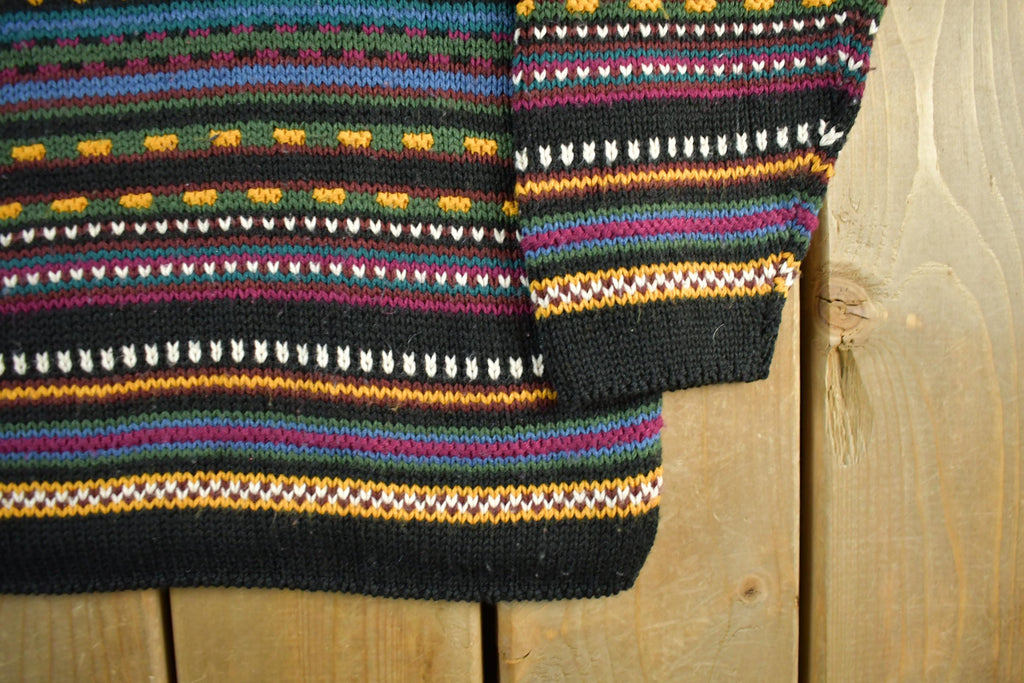 Vintage 1990s It's Our Time Knit Abstract Pattern V Neck Sweater Adult Large