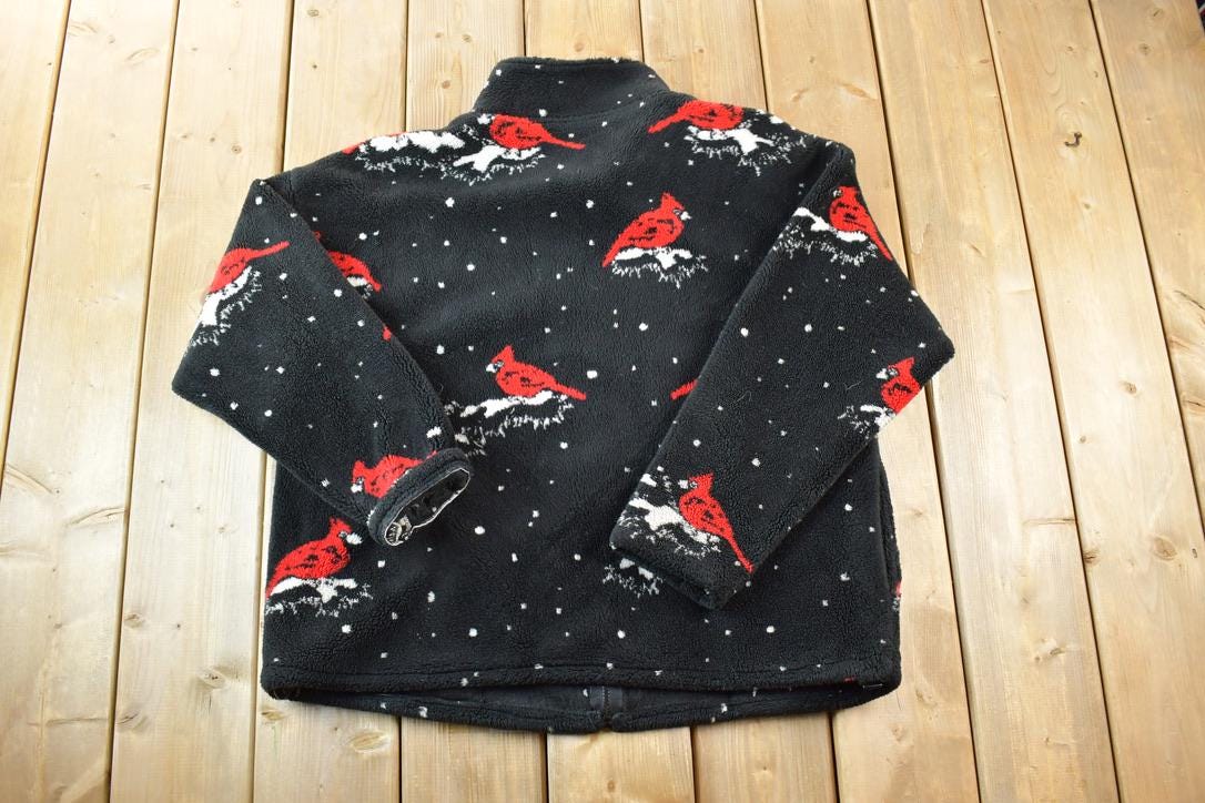 Vintage 1990s Black Mountain Cardinal AOP Fleece Sweater