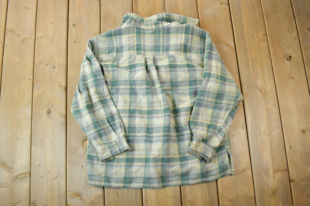 Vintage 1990s Basic Editions Plaid Flannel Button Up Shirt / 1990s Button Up / Vintage Flannel / Plaid Shirt / Button Down