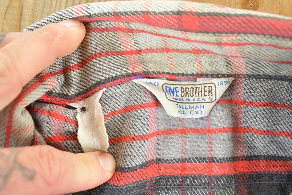 Vintage 1980s Five Brother Plaid Flannel Button Up Shirt Mens XL