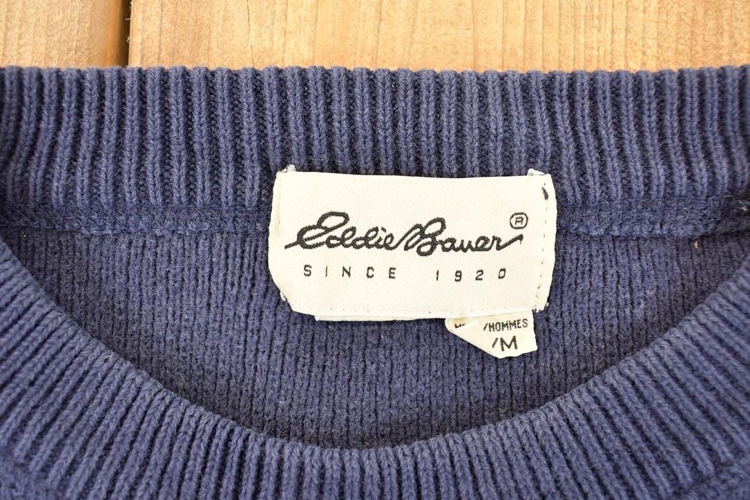 Vintage 1990s Eddie Bauer Knit Crewneck Sweater Men's M / 90s Knitted Sweatshirt / Vintage Preppy Knits