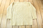 Vintage 1970s Hand Knit Cable Knit Crewneck Sweater
