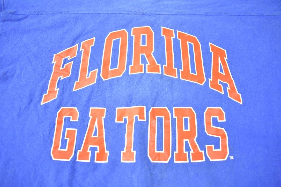 Vintage 1990s Florida Gators Football Russell Athletics Graphic T-Shirt Made In USA