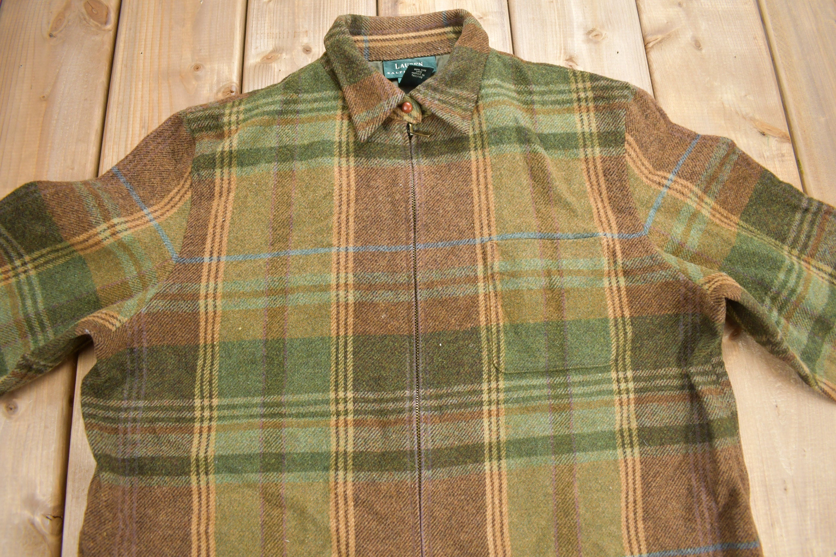 Vintage 1990s Lauren Ralph Lauren Wool Zip Flannel