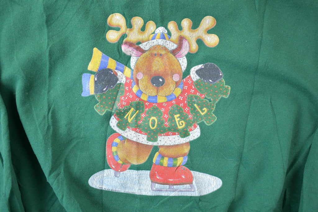 Vintage 1990s Noel Reindeer Rudolph Christmas Cute Crewneck Sweater
