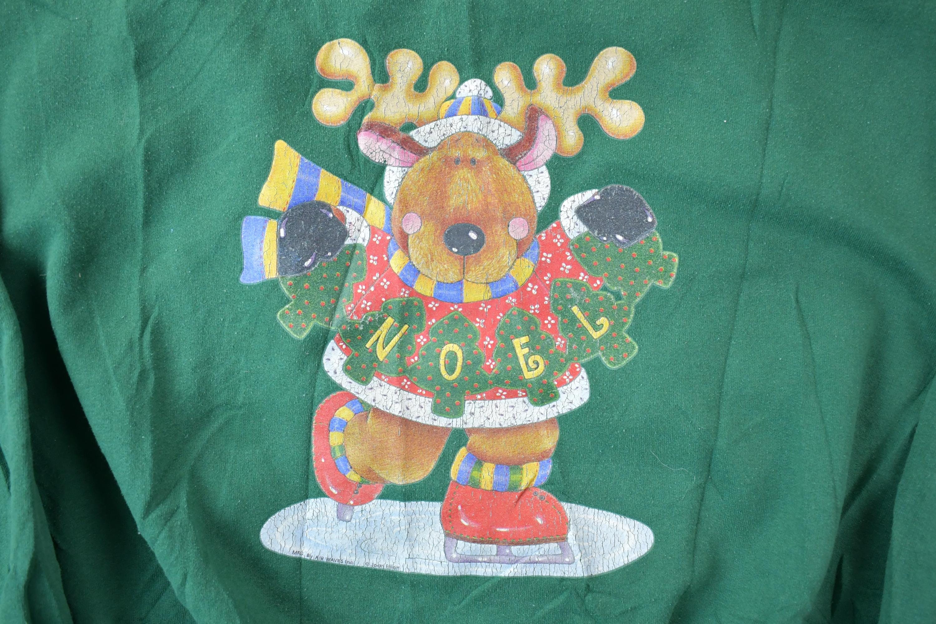 Vintage 1990s Noel Reindeer Rudolph Christmas Cute Crewneck Sweater
