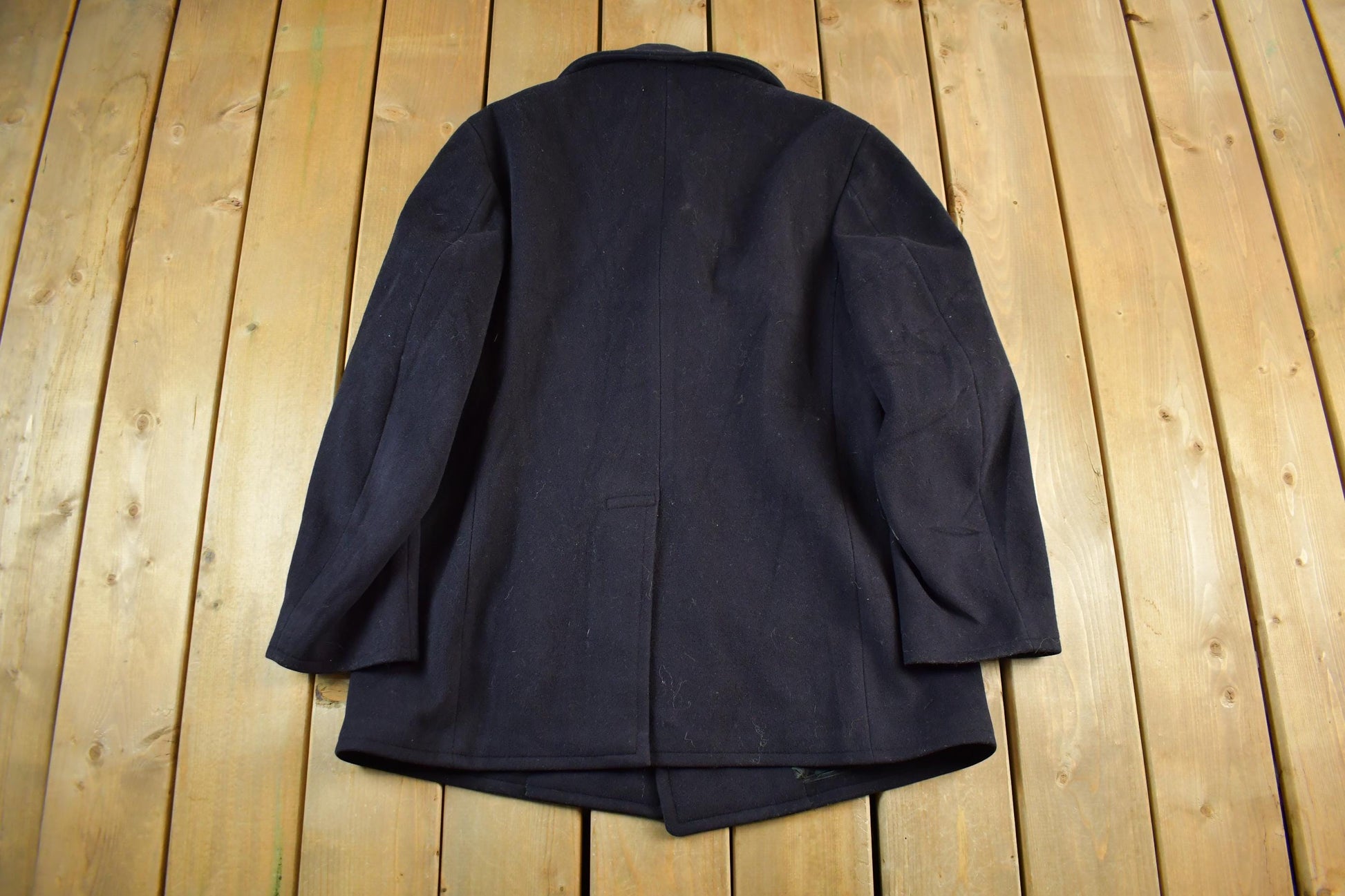 Vintage 1940s WW2-Cold War Ear Era Naval Wool Coat Men's Small