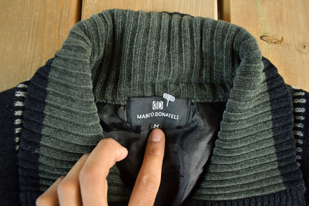 Vintage 1990s Marco Donatelli Knit Zip Up Sweater Jacket Men's Medium