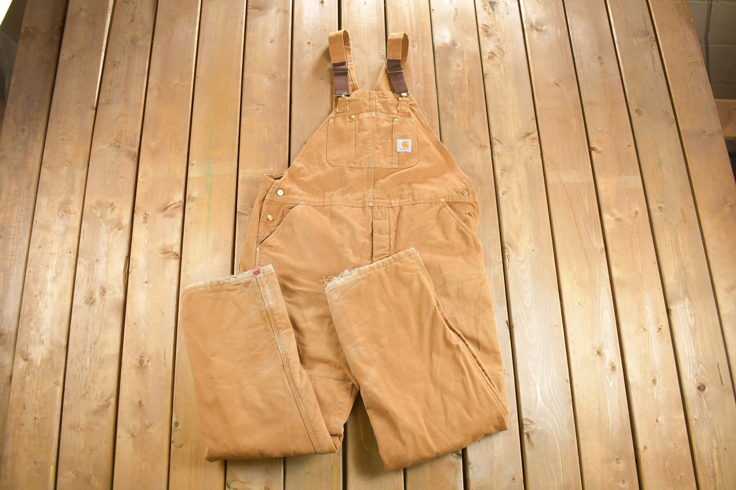 Vintage 1980s Carhartt Double Knee Quilted Canvas Overalls / Made In USA / Utility Overalls / Vintage Workwear