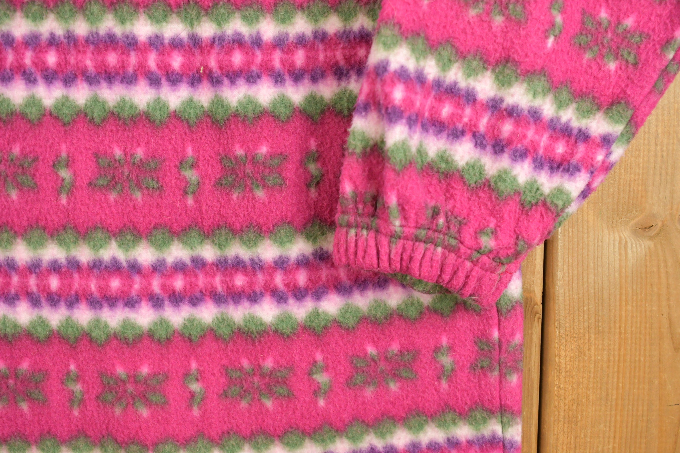 Vintage 1990s Striped Pattern Fleece Hoodie