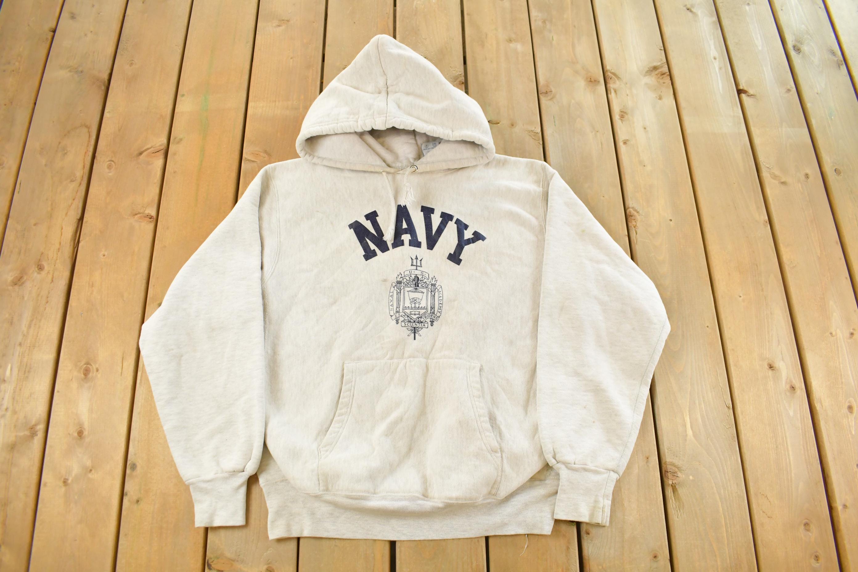 Vintage 1990s Navy Military Pro Weave Hoodie Sweatshirt Mens XL