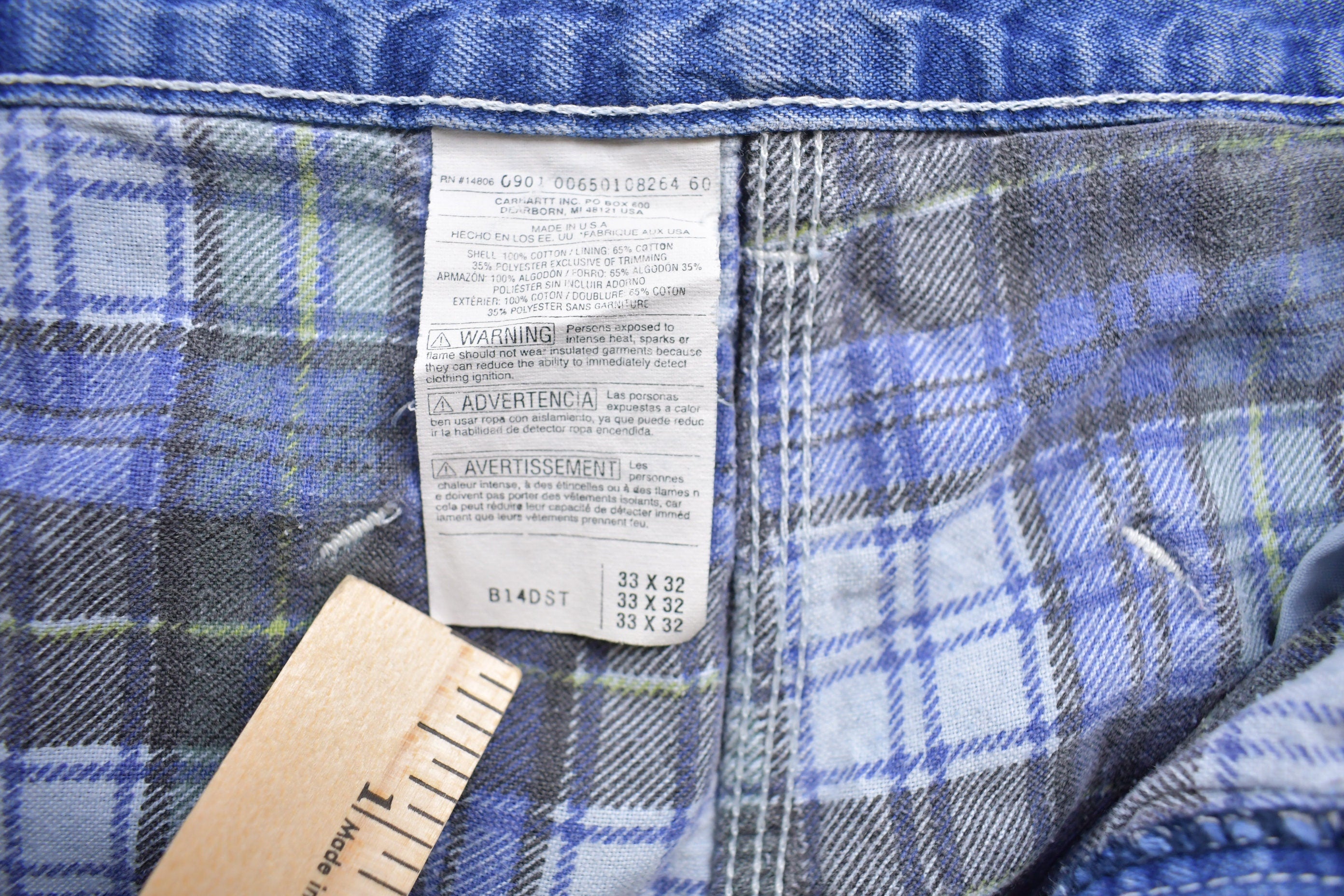 Vintage 1990s Carhartt Lined Carpenter Work Pants Size 31 x 31