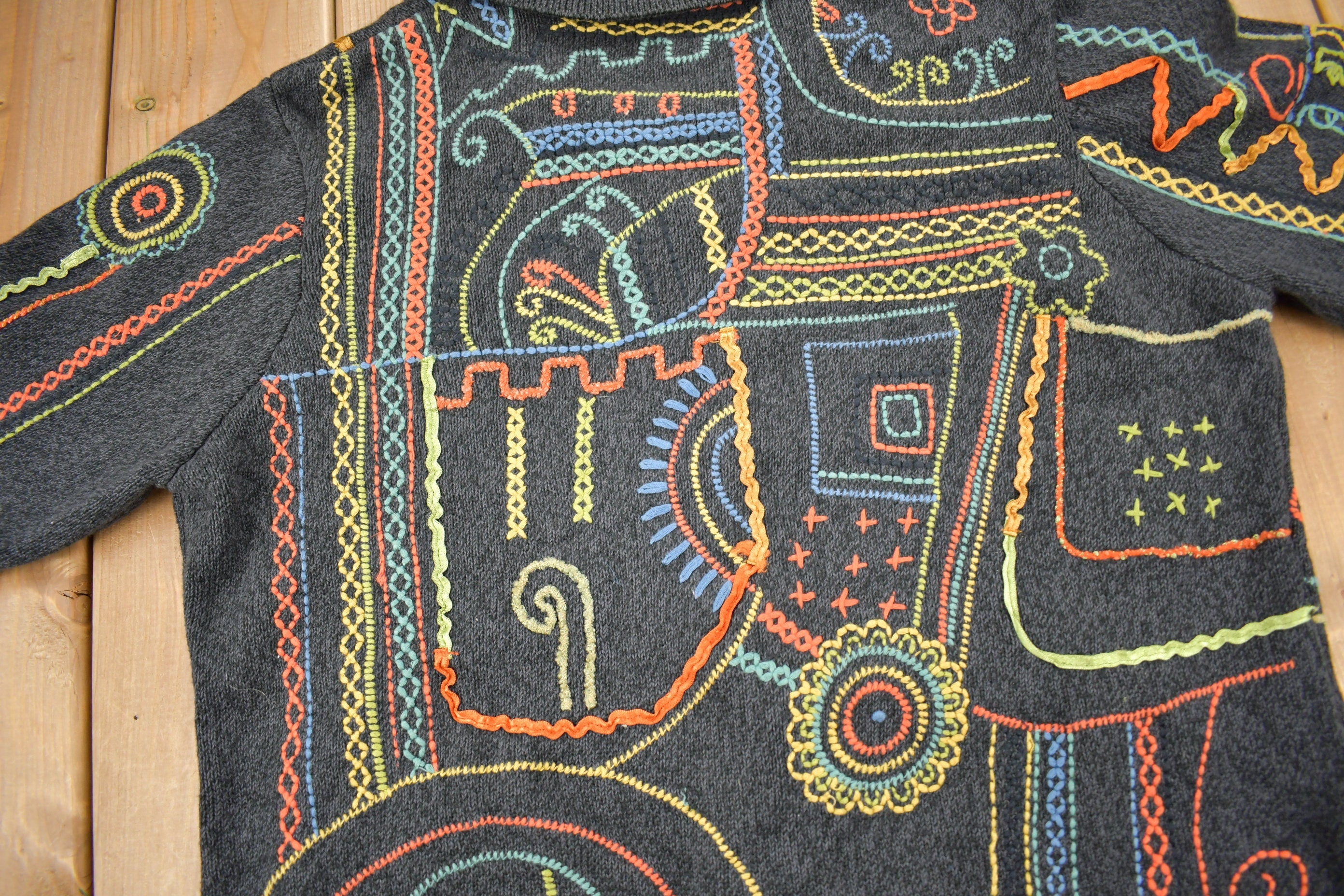 Vintage 1990s Chico's Embroidery Cardigan Sweater