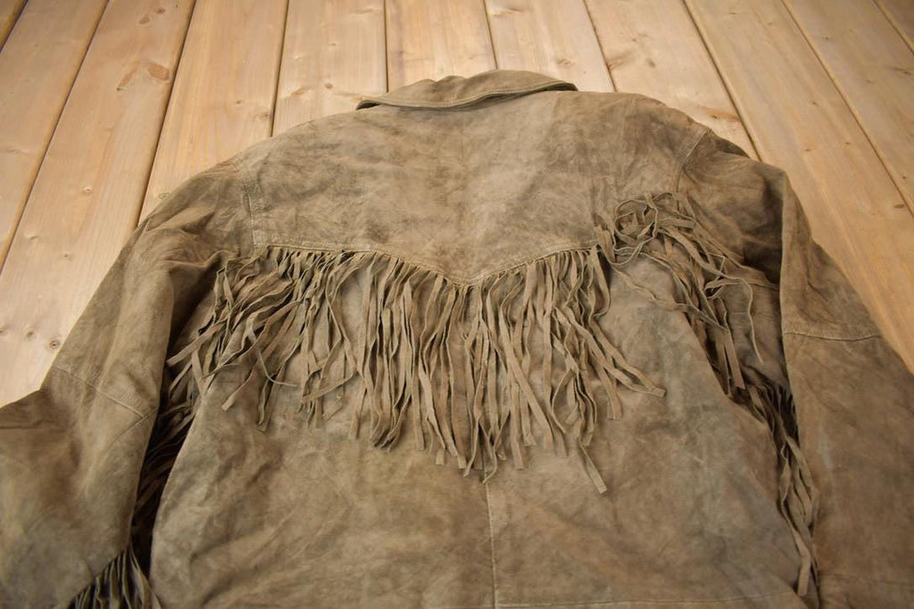 Vintage 1990s Siena Brown Suede Fringe Jacket