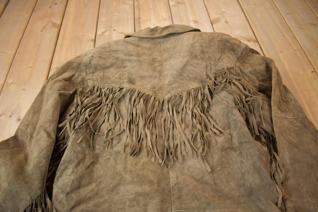 Vintage 1990s Siena Brown Suede Fringe Jacket