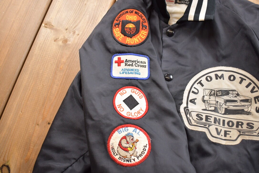 Vintage 1990s Embroidered Don Allerson Athletic Senior Automotives Windbreaker Jacket  Light Jacket  Vintage Windbreaker  Patchhwork