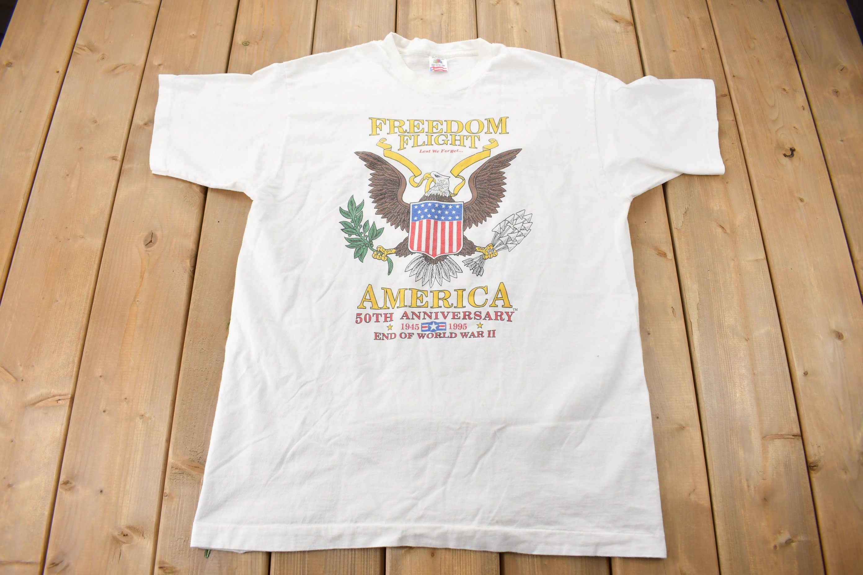 Vintage 1995 Freedom Flight End Of WWII Graphic T-Shirt
