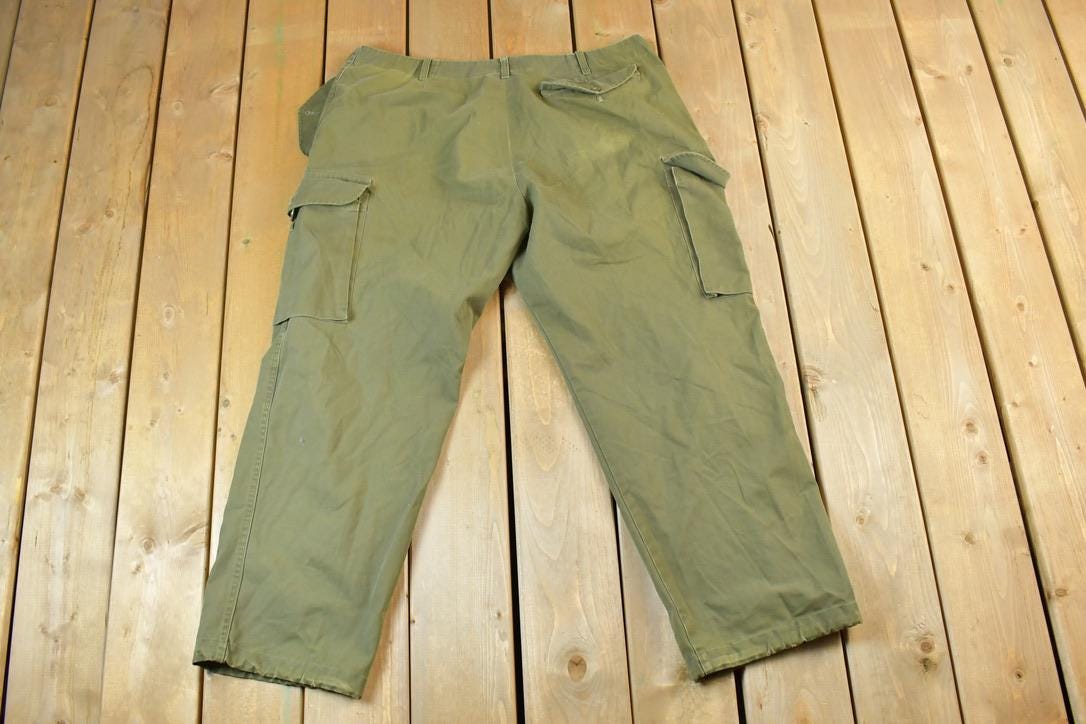 Vintage 1970s Army Olive Cargo Pants Size 42 x 28