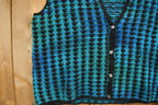 Vintage 1990s Abstract Knit Cardigan Sweater Vest