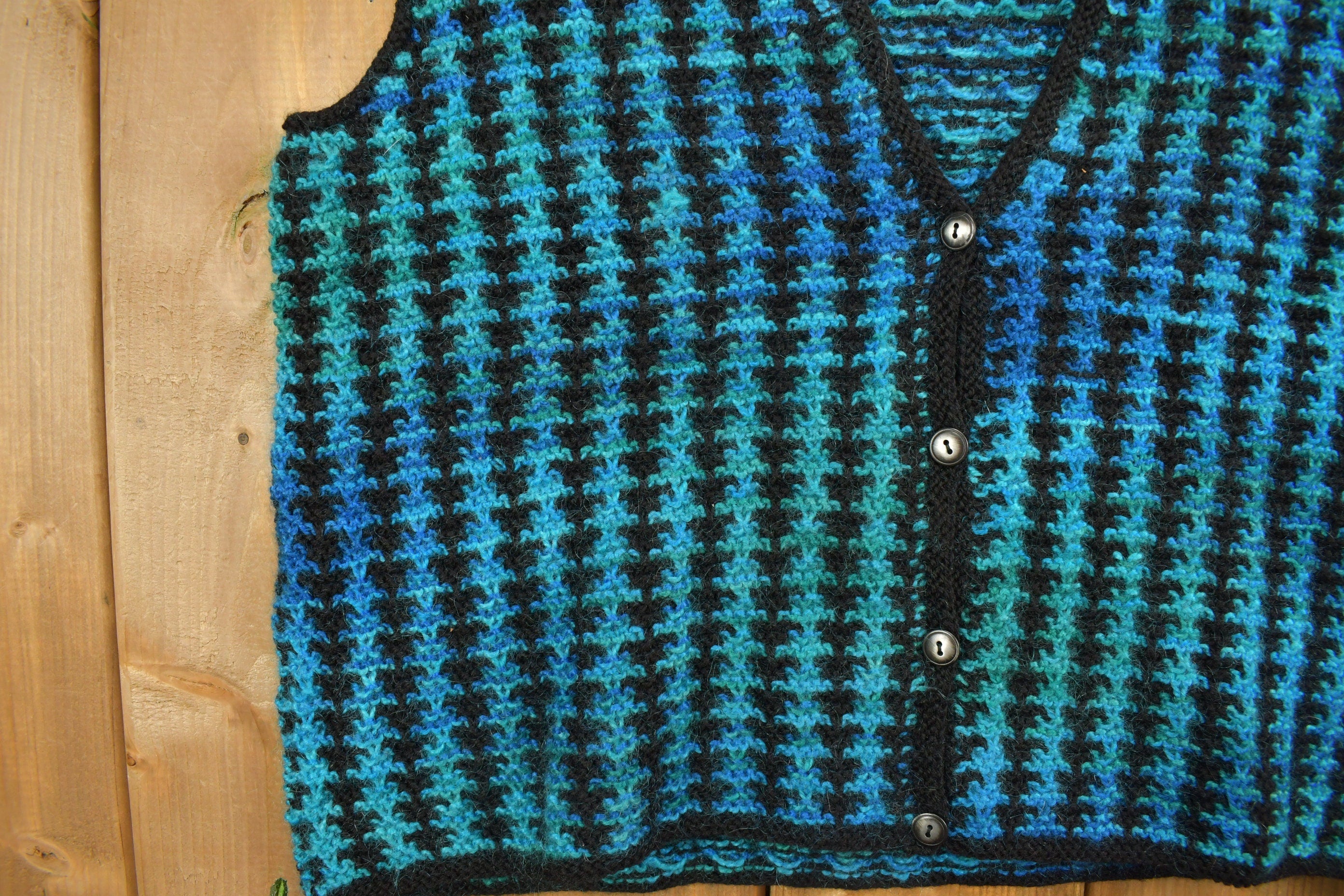 Vintage 1990s Abstract Knit Cardigan Sweater Vest