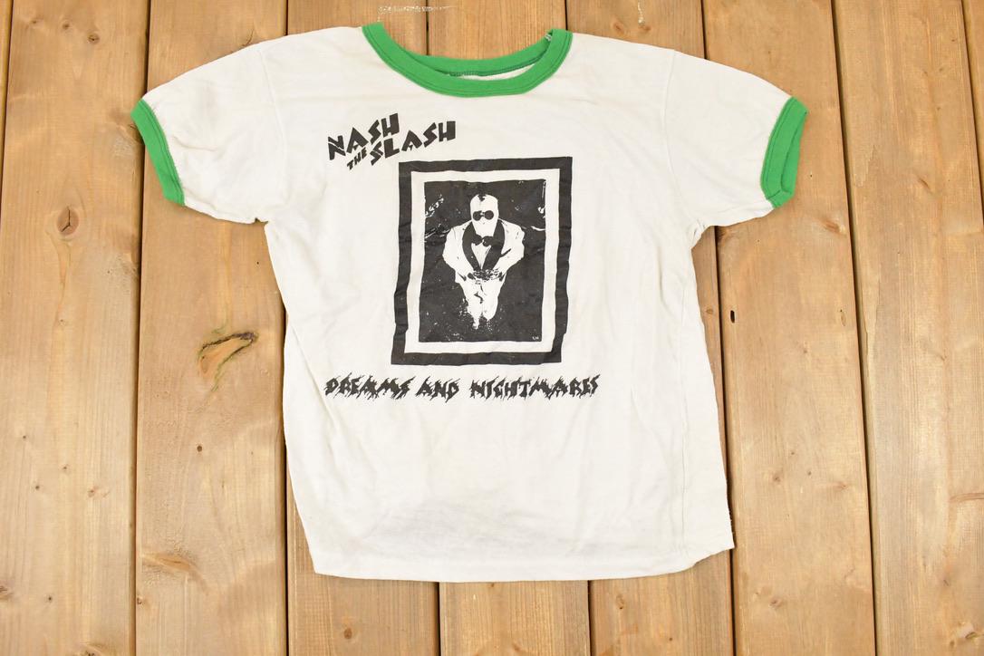 Vintage 1970s Nash the Slash Dreams and Nightmares Album Cover Art Ringer T-Shirt Men's S