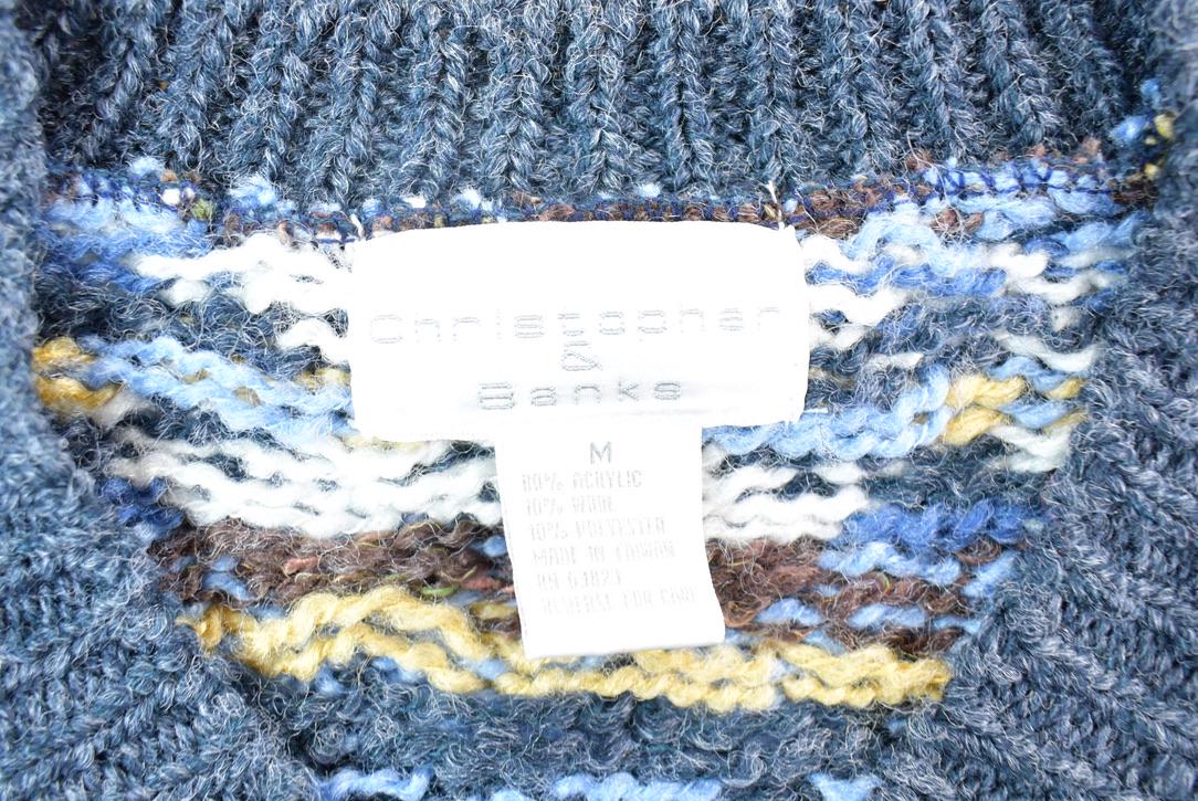 Vintage 1990s Christopher And Banks Blue Abstract Pattern Knit Crewneck Sweater