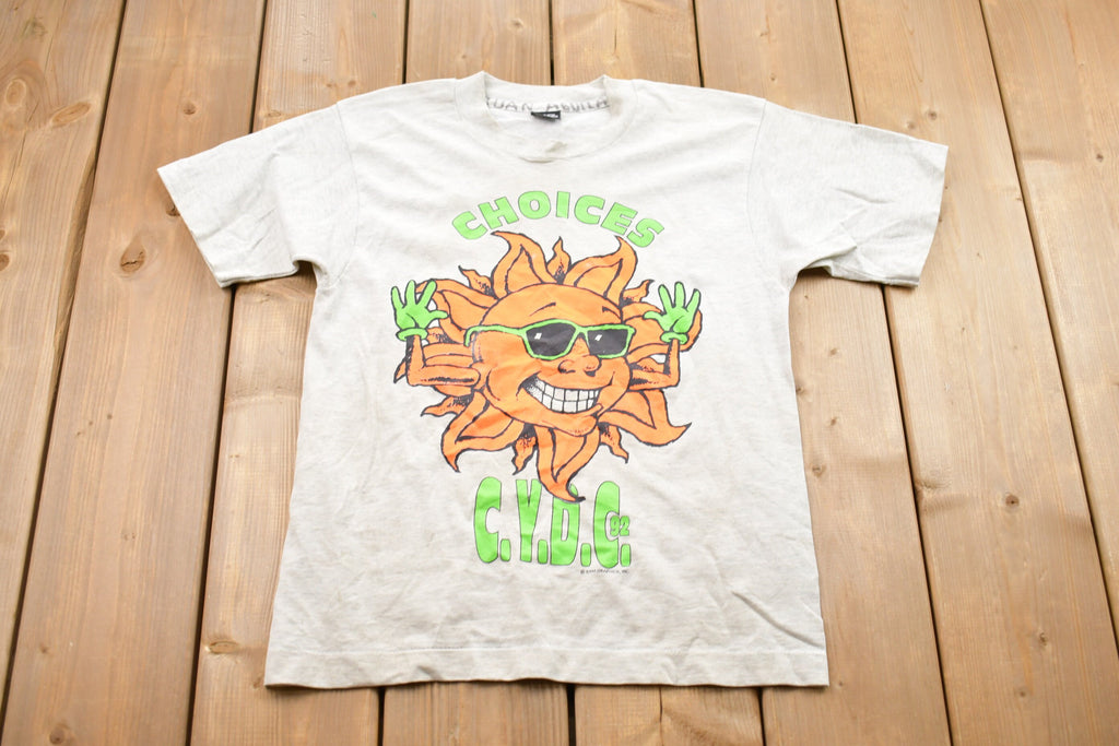 Vintage 1992 Kids CYDC Choices Sun Graphic T-Shirt