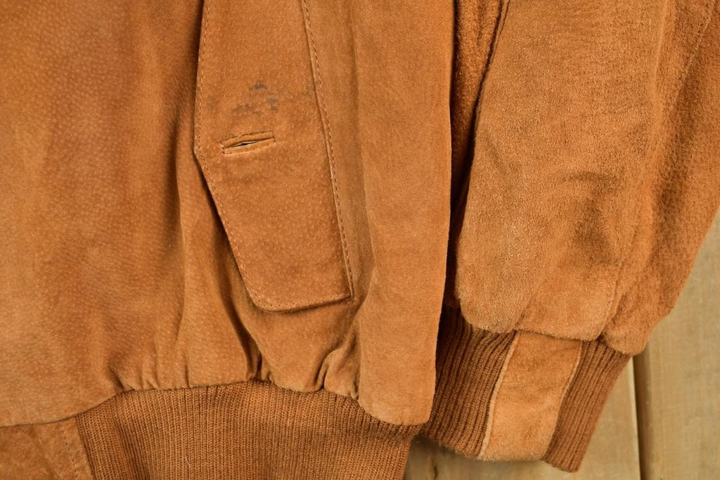 Vintage 1980s Boston Traders Suede Leather Bomber Jacket