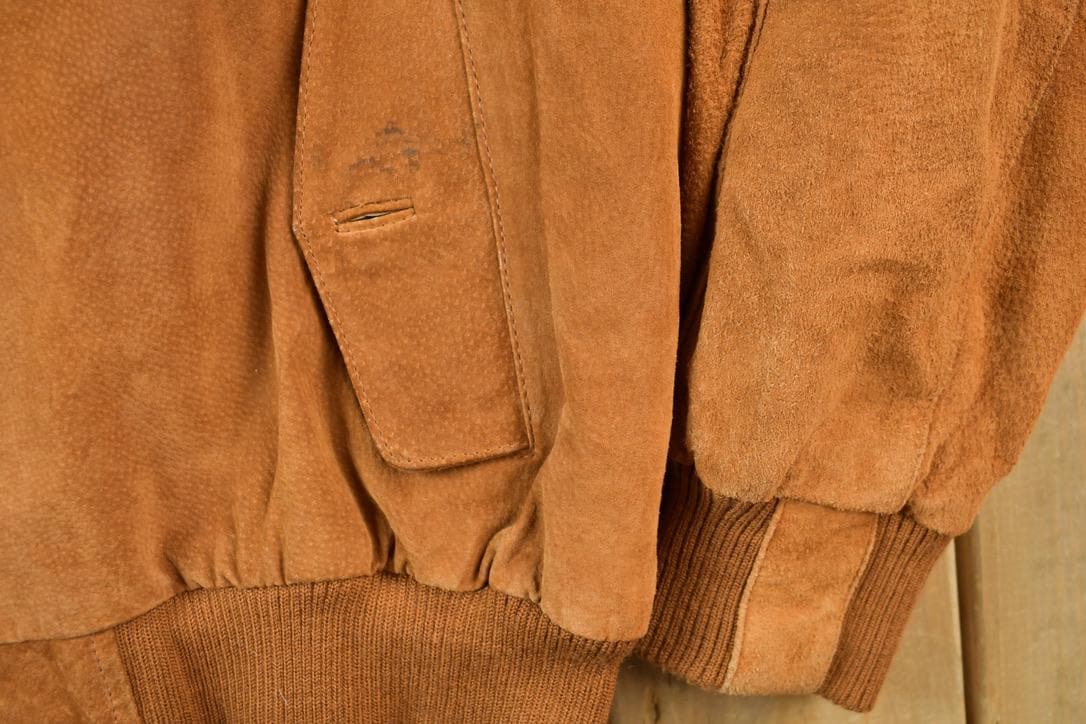 Vintage 1980s Boston Traders Suede Leather Bomber Jacket