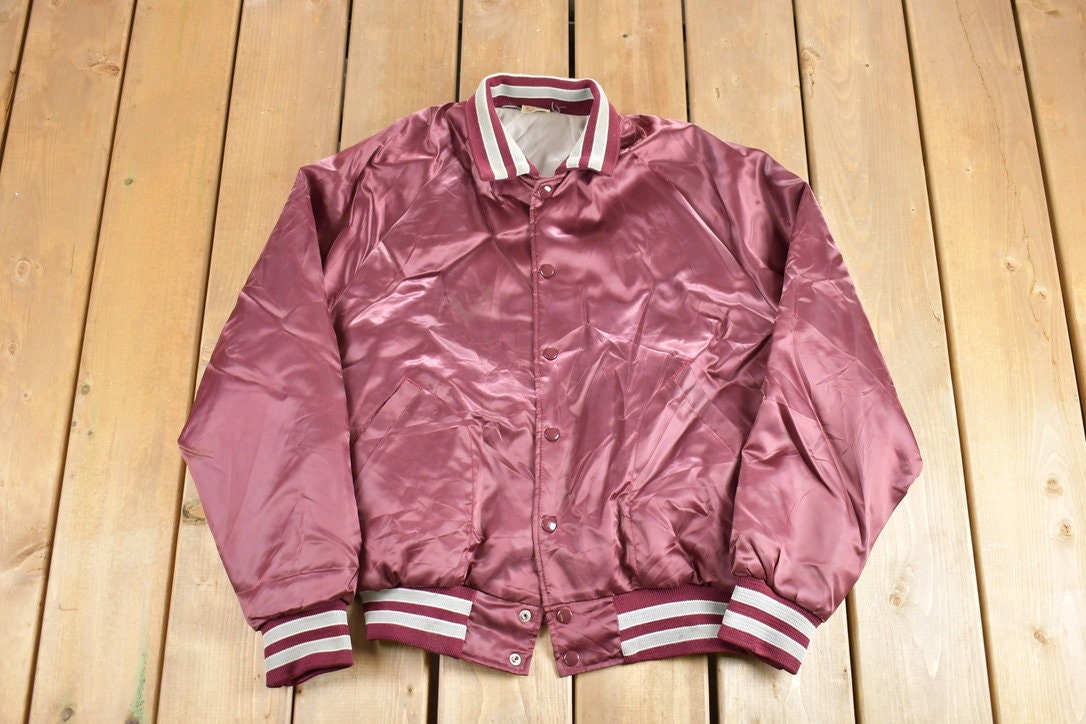 Vintage 1980s Northern Maine Vocational Technical School Satin Bomber Jacket