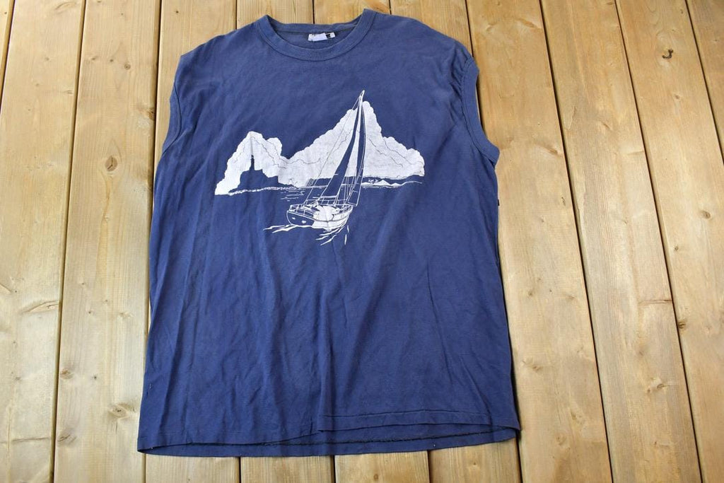 Vintage 1990s Yachting Sleeveless Boating Souvenir T-Shirt