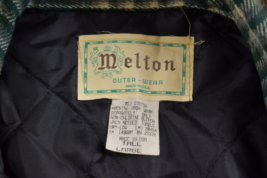 Vintage 1970s Melton Plaid Button Up Shirt  1980s Button Up  Vintage Flannel  Plaid Flannel  Casual Shirt  Formal Shirt  Made In USA