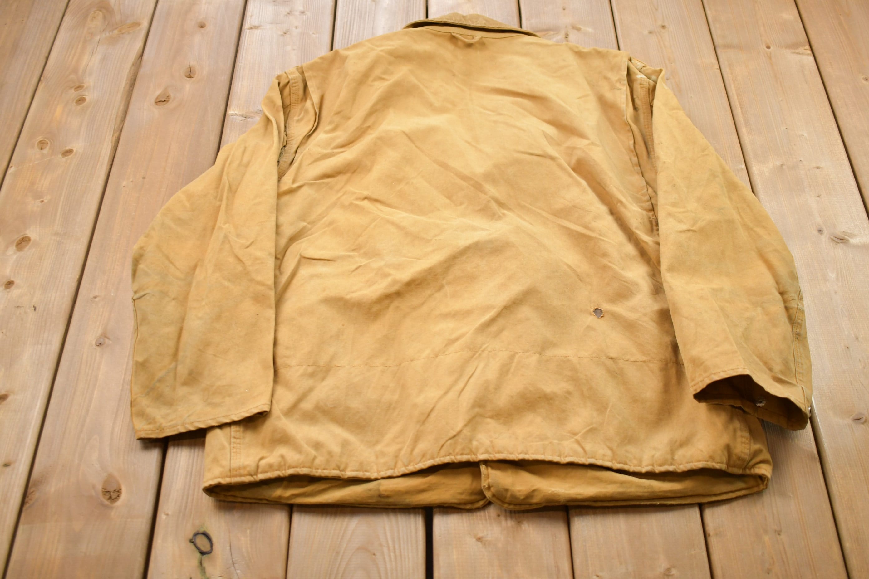 Vintage 1960s Canvas Chore Jacket  Workwear  Streetwear  Made In USA  90s  Blanket Lined Jacket  Distressed Chore Jacket  Barn Coat