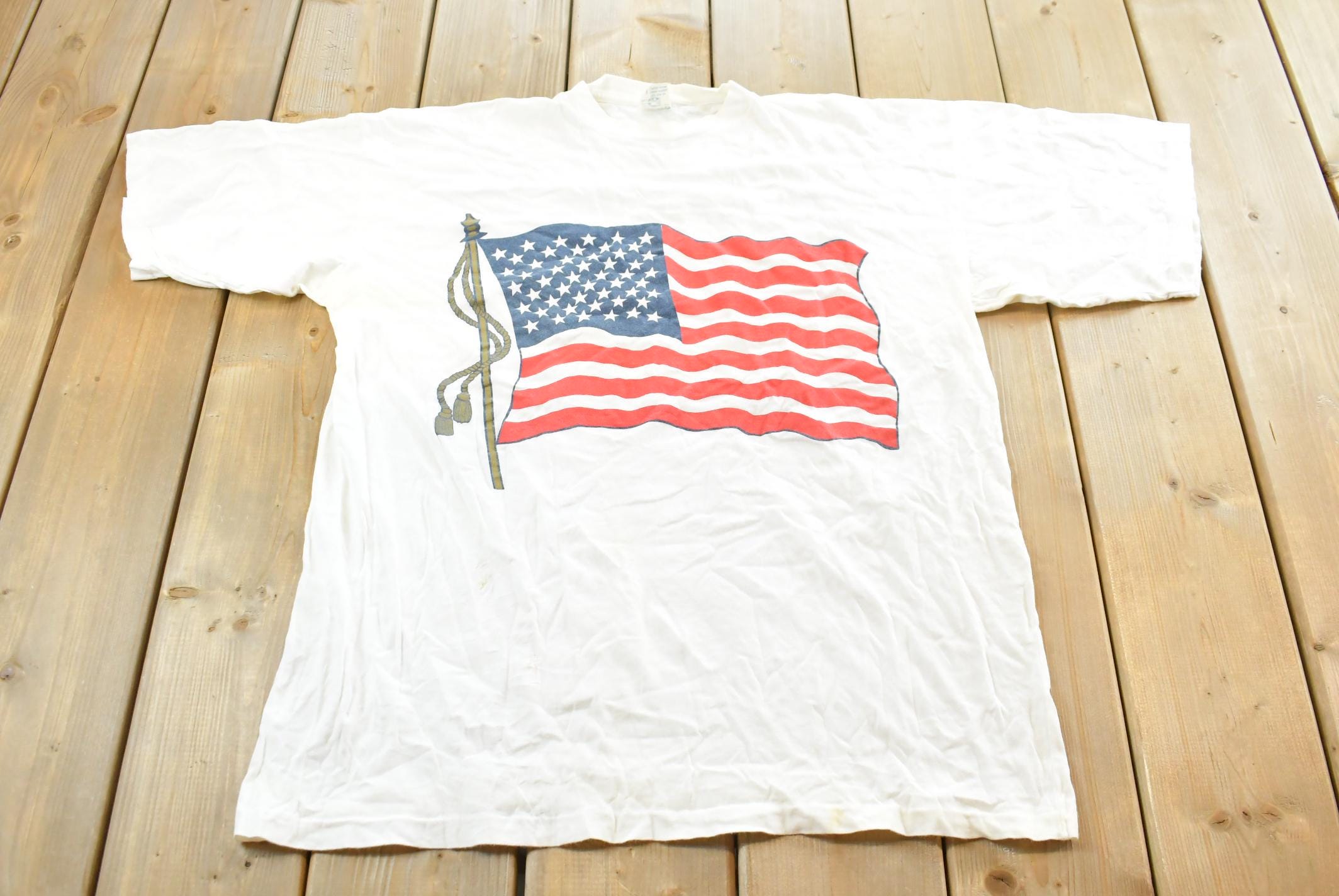 Vintage 1990s American Flag Souvenir T-Shirt Mens L