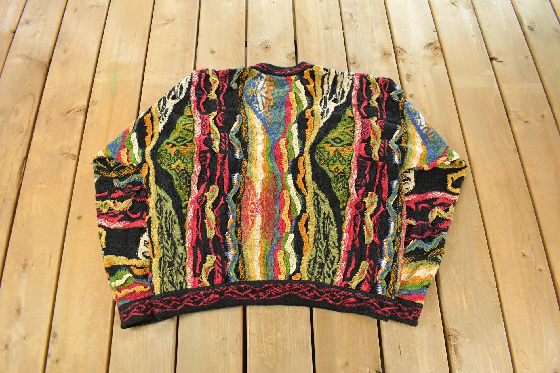 Vintage 1990s Coogi 3D Knit Abstract Crewneck Sweater Men's Large