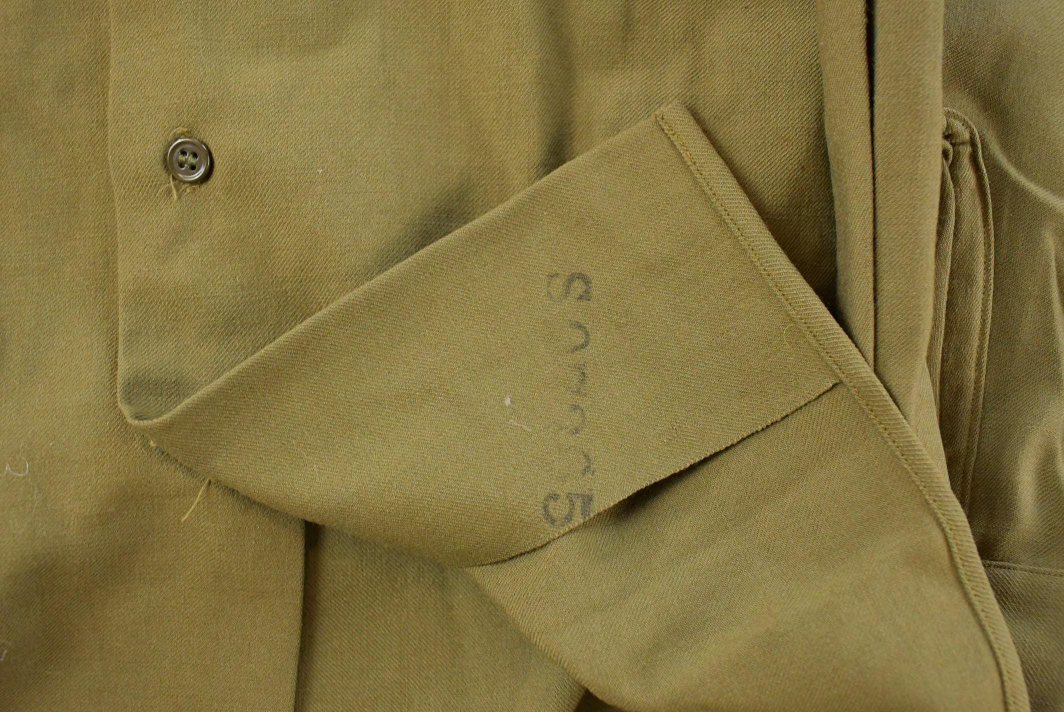 Vintage 1940s WW2 Military Air Force Wool Button Up Infantry Field Shirt Men's S /