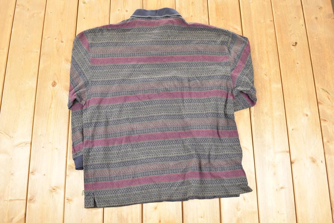 Vintage 1990s Imprints Plaid Striped Button Up Shirt Mens L