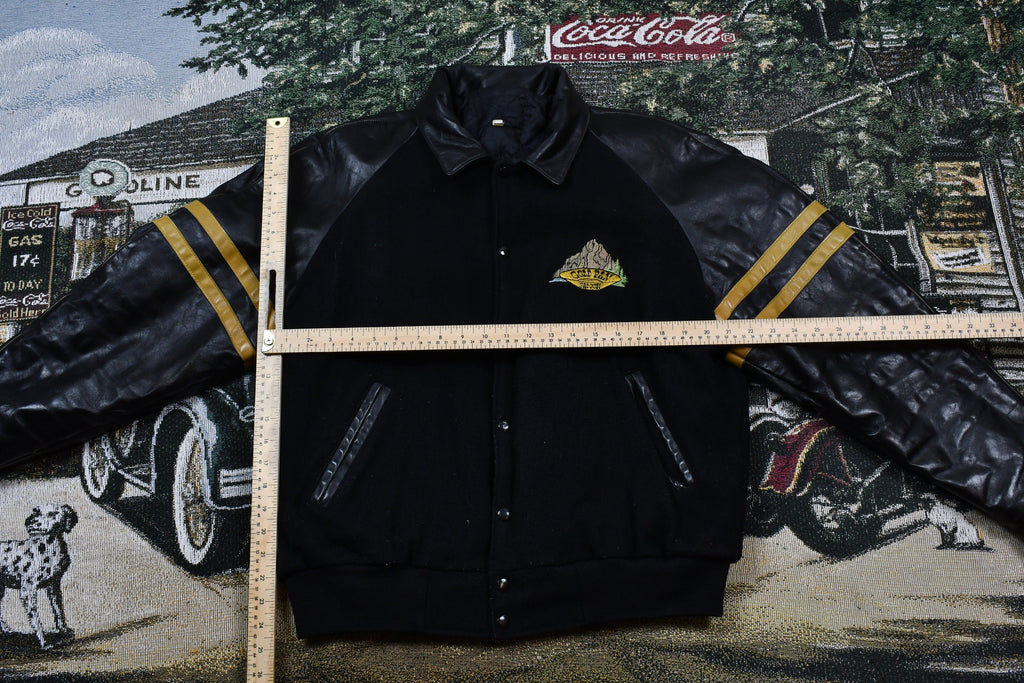 Vintage 1990s Whitehorse Yukon Gold Rush Inn Leather Varsity Jacket