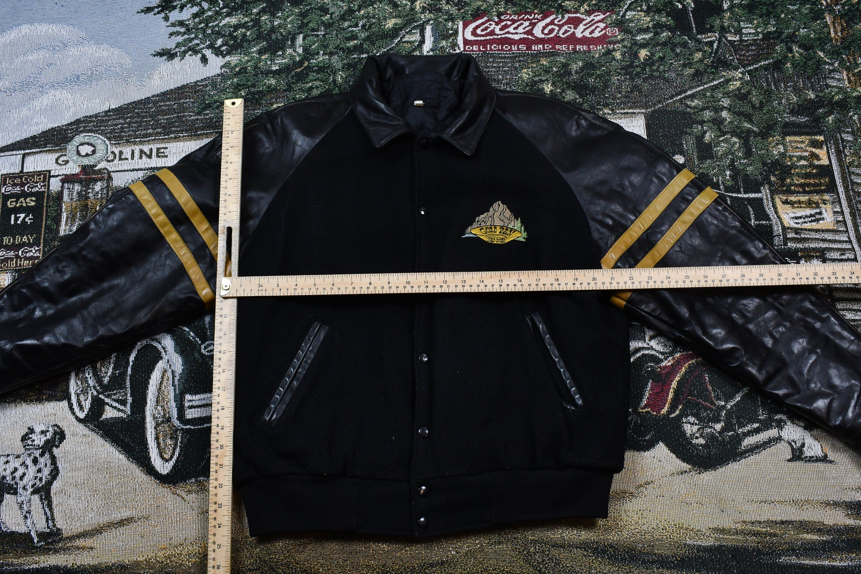 Vintage 1990s Whitehorse Yukon Gold Rush Inn Leather Varsity Jacket
