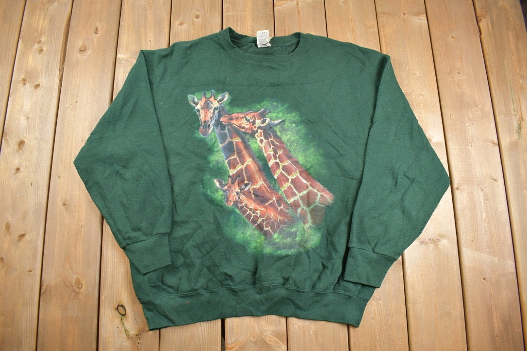 Vintage 1990s Giraffe Graphic Crewneck Sweatshirt