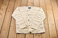 Vintage 1990s Women's Rey Wear White Hand Knit Bolivian Cardigan Sweater