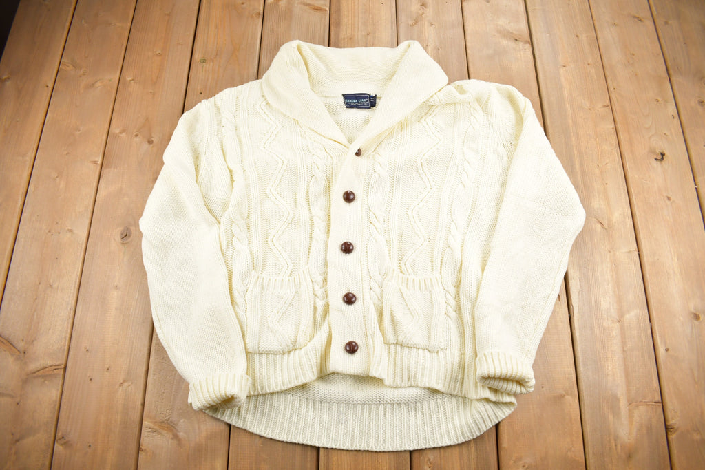 Vintage 1980s Career Club Cable Knitted Cardigan Sweater