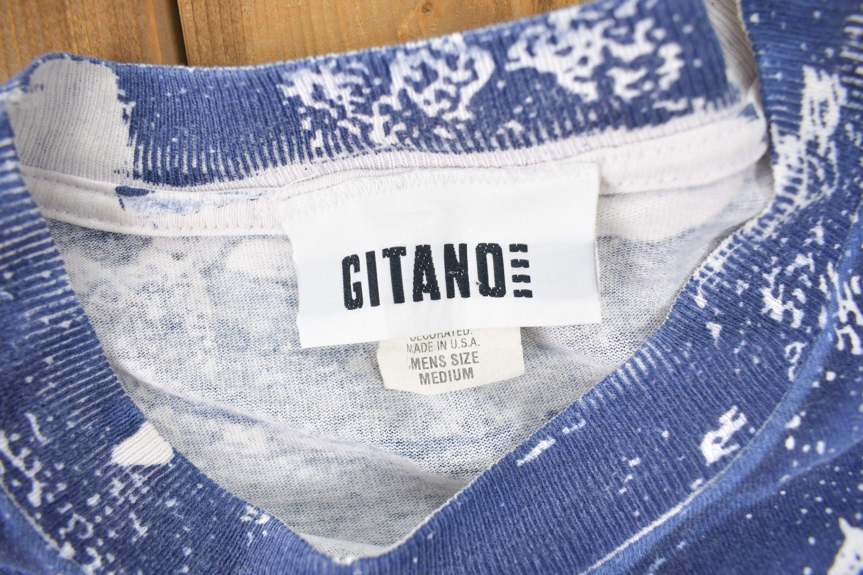 Vintage 1990s Gitano Baseball All over Over Print Graphic T Shirt Sportswear