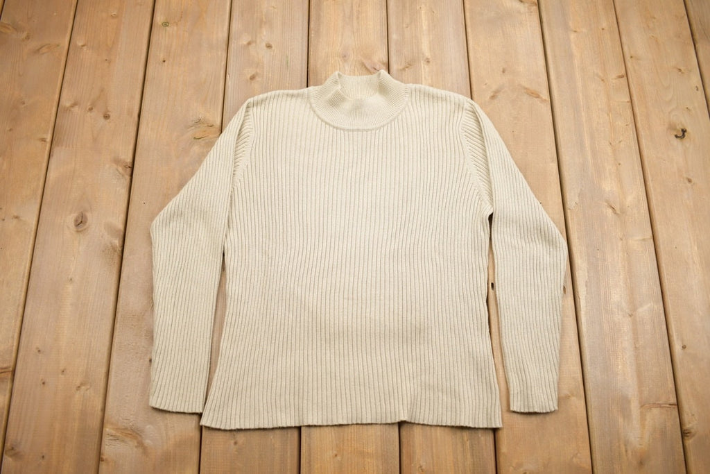 Vintage 1990s Elite Blank Knitted Mock Neck Sweater