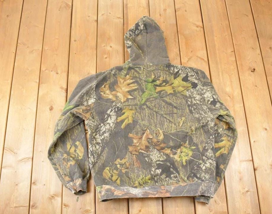Vintage 1990s Trail Crest AOP Realtree Graphic Print Full Zip Hoodie Sweatshirt Men's L