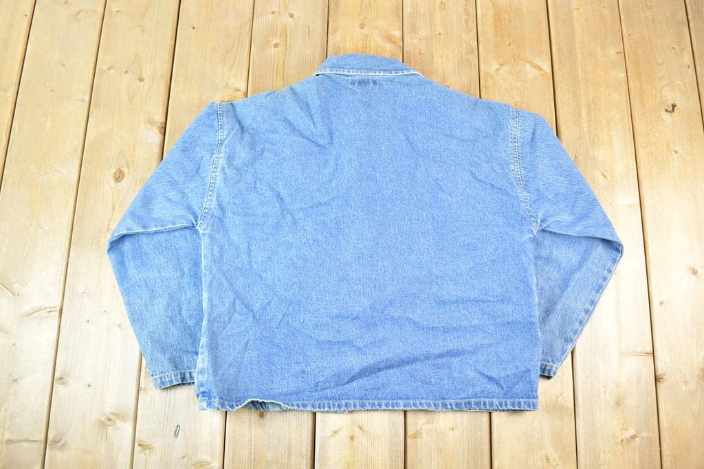 Vintage 1990s Lifestyle Denim Abstract Patchwork Button Up Shirt Women's XXL / Vintage Button Up / Preppy Button Up / Vintage Dress Shirt