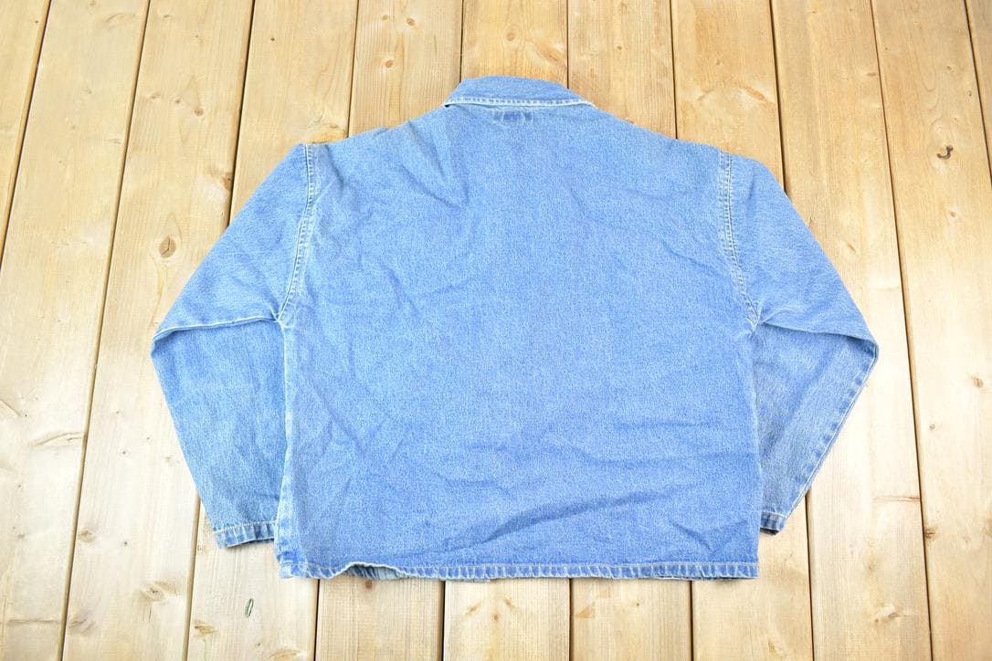 Vintage 1990s Lifestyle Denim Abstract Patchwork Button Up Shirt Women's XXL / Vintage Button Up / Preppy Button Up / Vintage Dress Shirt